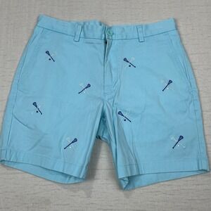 Vineyard Vines Men's Stretch Breaker Shorts Blue Lacrosse All Over Print Size 31